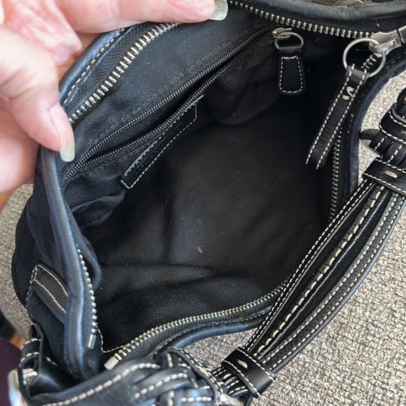 COACH Mini Small Crescent Shape Black Leather Braided Handle Zip Closure - Picture 6 of 6